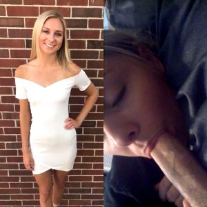 Cute Sorority Blonde Uses Her Mouth Like A Pro